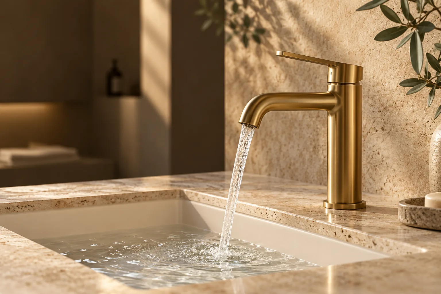 Original faucet and stone basin illustration